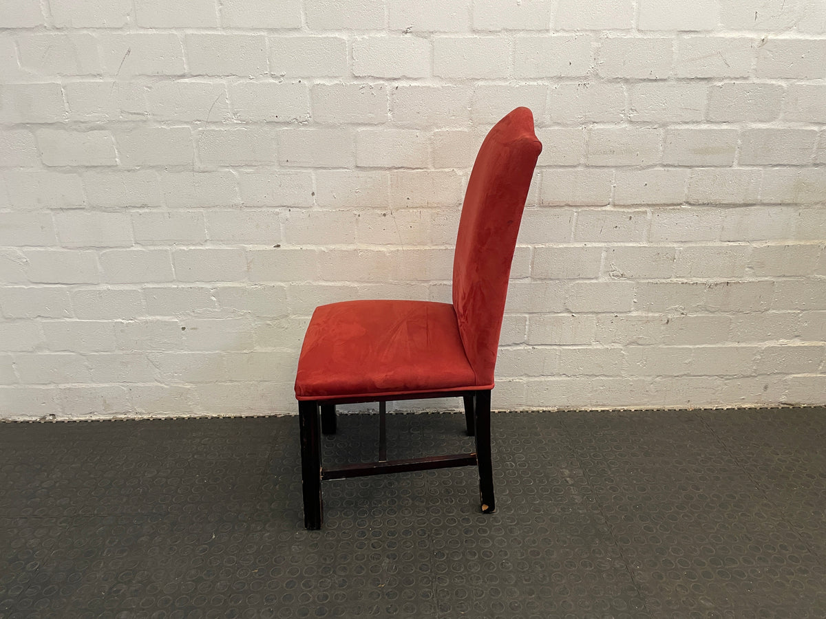 Suede Wooden Orange Material Dining Chair - PRICE DROP