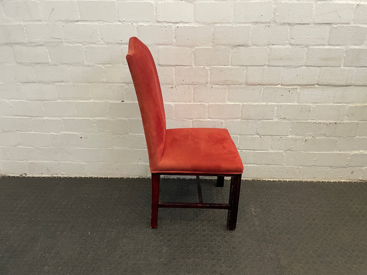 Suede Wooden Orange Material Dining Chair - PRICE DROP