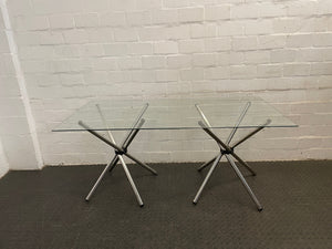 Metal Stand Glass Top Dining Table