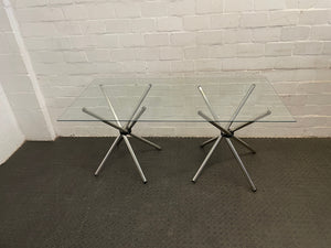 Metal Stand Glass Top Dining Table