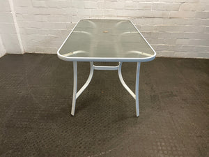White Frame Glass Top Patio Table