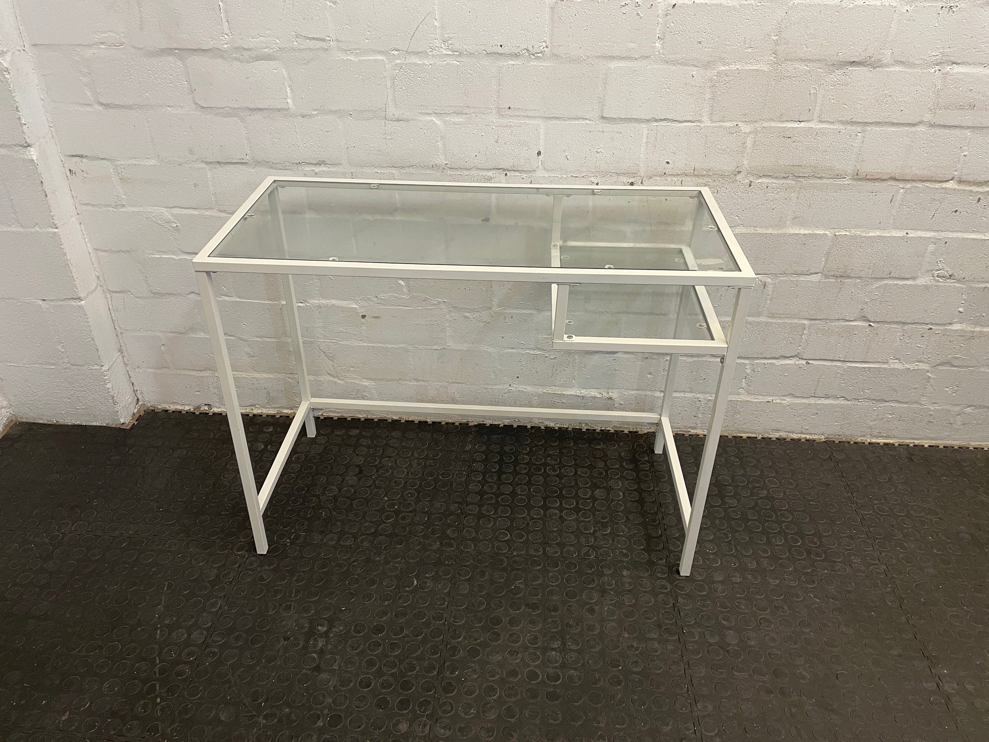 White Metal Frame Glass Desk