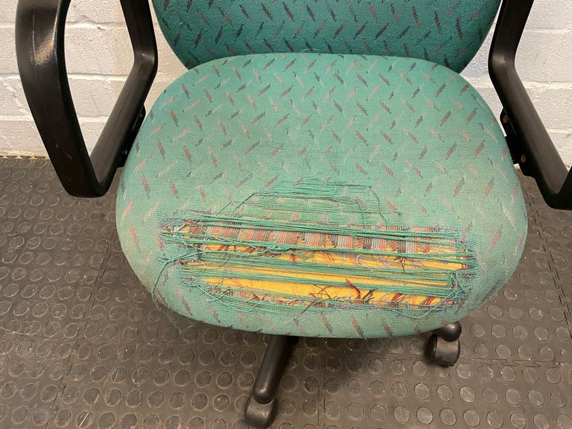 Turquoise Mid-Back Office Chair (Rips In Fabric) - REDUCED