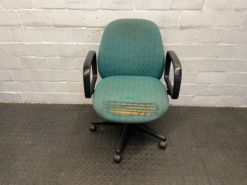 Turquoise Mid-Back Office Chair (Rips In Fabric) - REDUCED