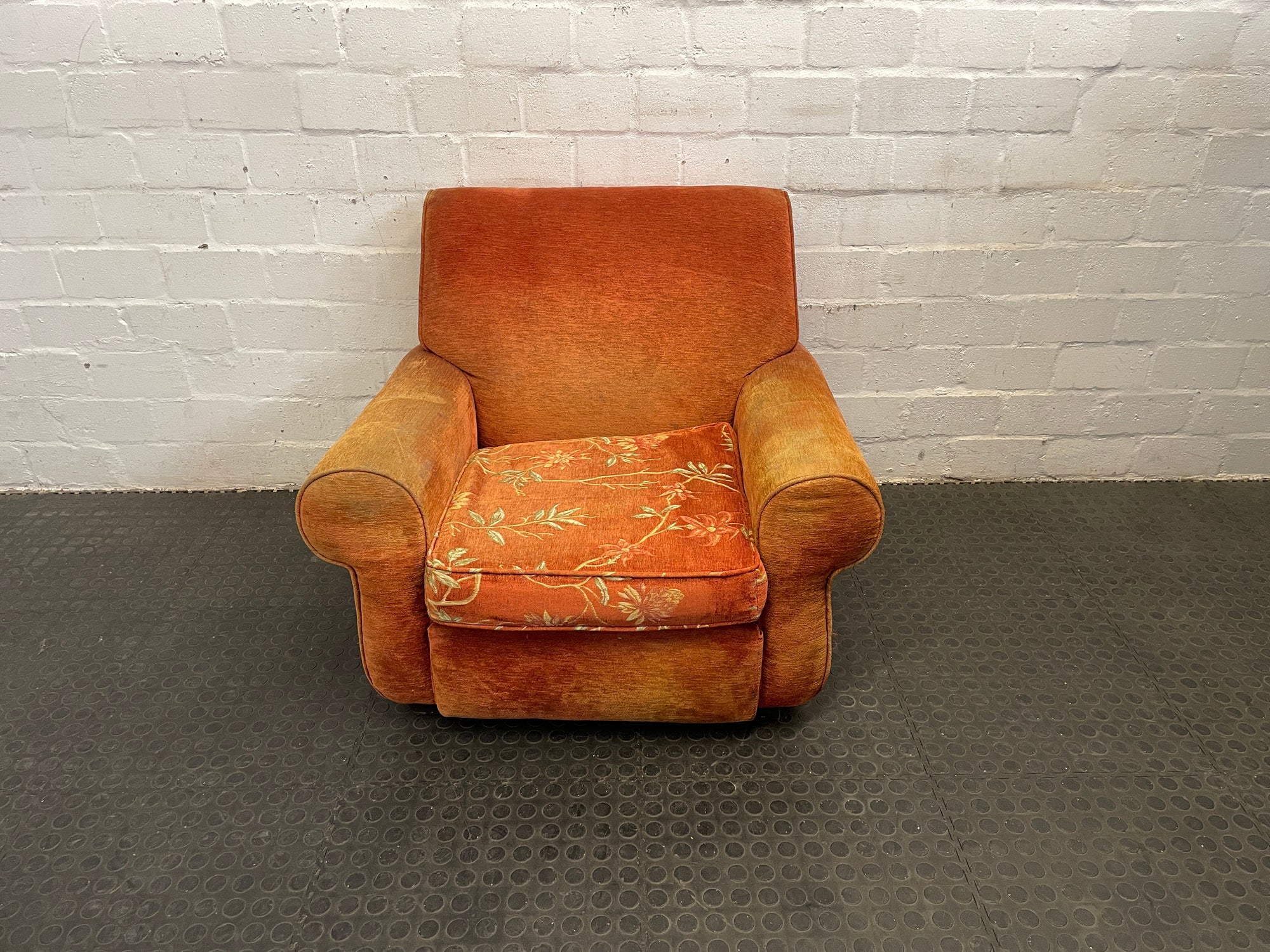 Orange Fabric 1 Seater Couch