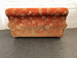 Orange Floral Embroidered 2 Seater Couch (Missing Cushion)
