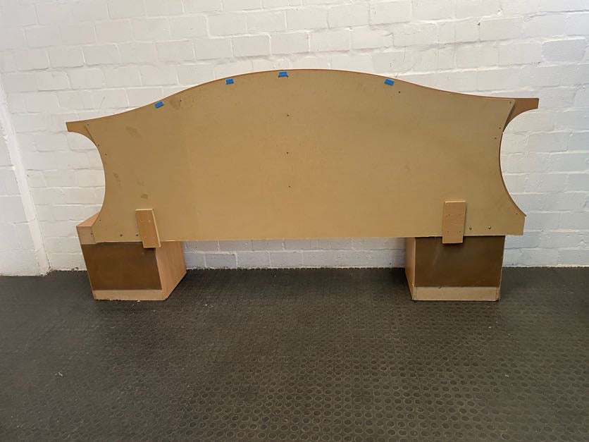 Light Wood Double Bed Headboard With Bedside Cabinets