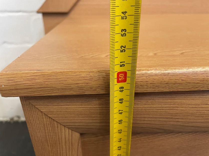 Light Wood Double Bed Headboard With Bedside Cabinets