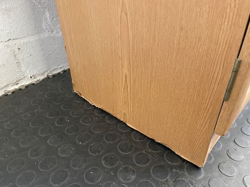 Light Wood Double Bed Headboard With Bedside Cabinets