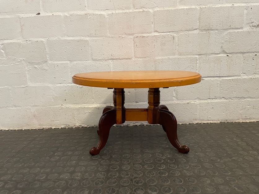 Small Round Yellow Wood Side Table - PRICE DROP