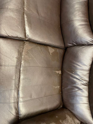 Dark Brown Pleather 3 Seater Recliner (Peeling of Pleather)