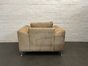 Light Brown Suede 1 Seater Couch