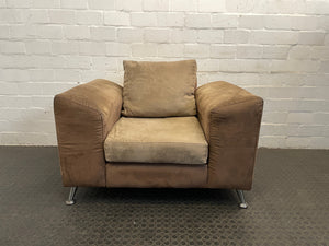 Light Brown Suede 1 Seater Couch