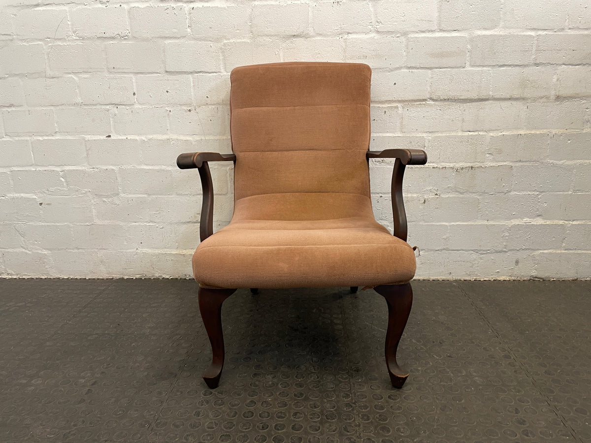 Wooden Beige-Cushioned Arm Chair - PRICE DROP