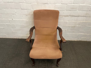 Wooden Beige-Cushioned Arm Chair - PRICE DROP