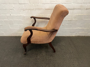 Wooden Beige-Cushioned Arm Chair - PRICE DROP