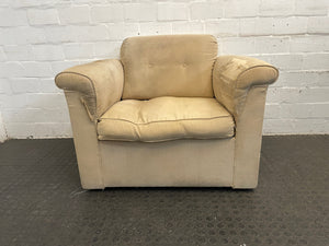 Cream Fabric 1 Seater Couch (Fabric Damage)