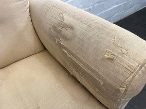 Cream Fabric 1 Seater Couch (Fabric Damage)