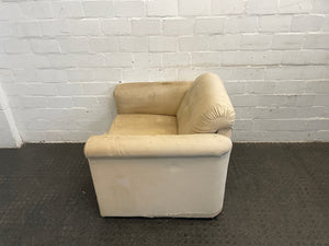 Cream Fabric 1 Seater Couch (Fabric Damage)