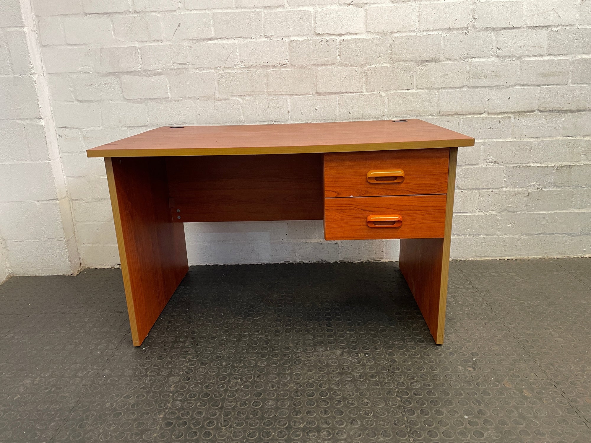 Orange Wood Print Desk with Yellow Edging