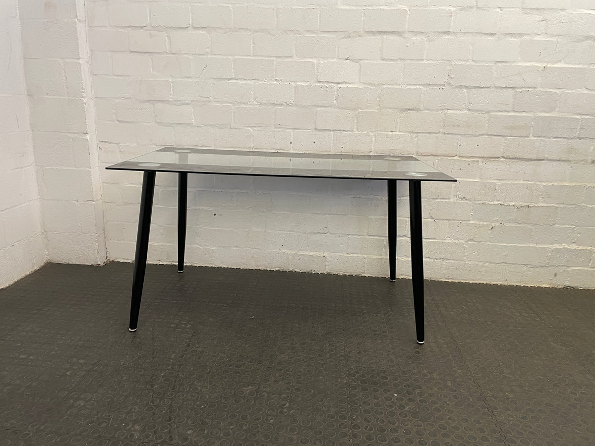 Glass Top Dining Room Table With Black Trim - 2ndhandwarehouse.com