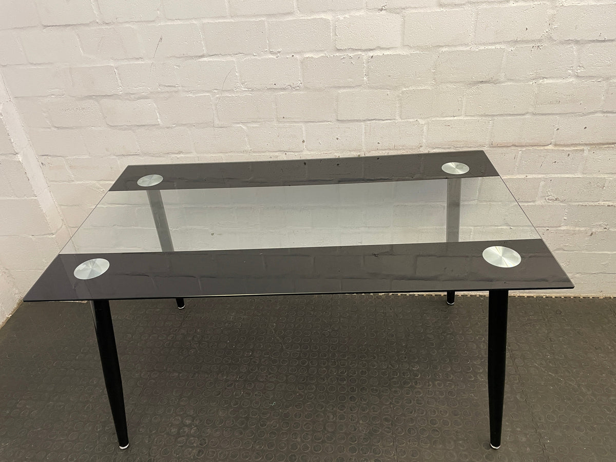Glass Top Dining Room Table With Black Trim - 2ndhandwarehouse.com
