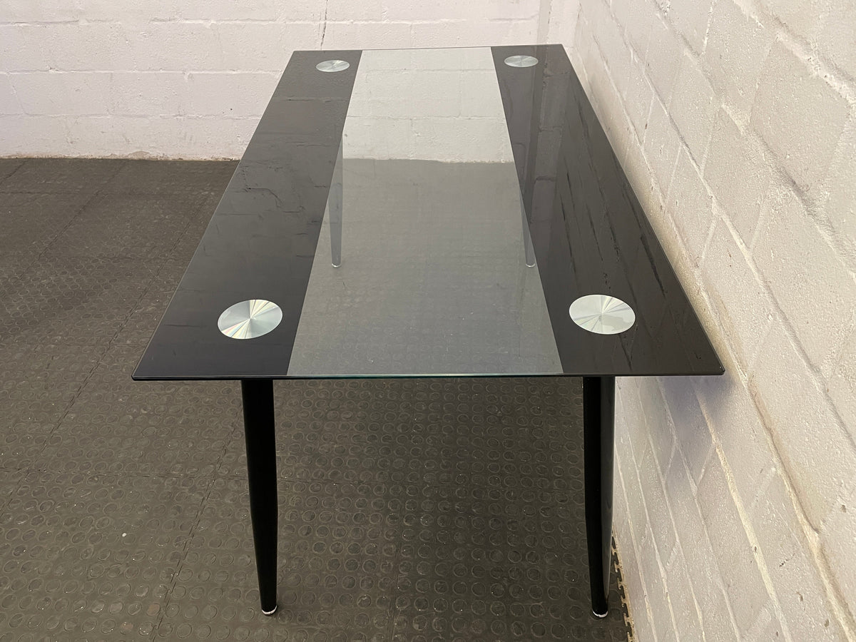 Glass Top Dining Room Table With Black Trim - 2ndhandwarehouse.com