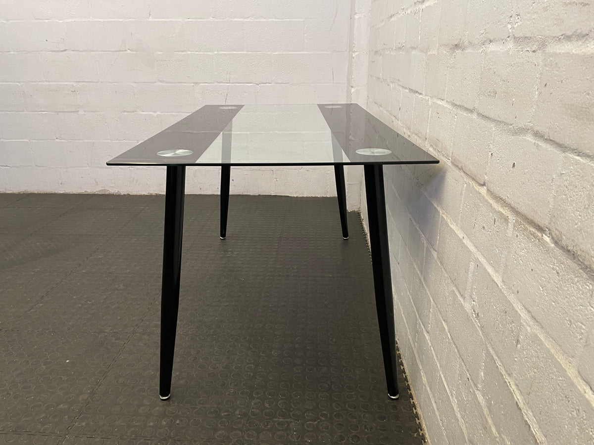 Glass Top Dining Room Table With Black Trim - 2ndhandwarehouse.com