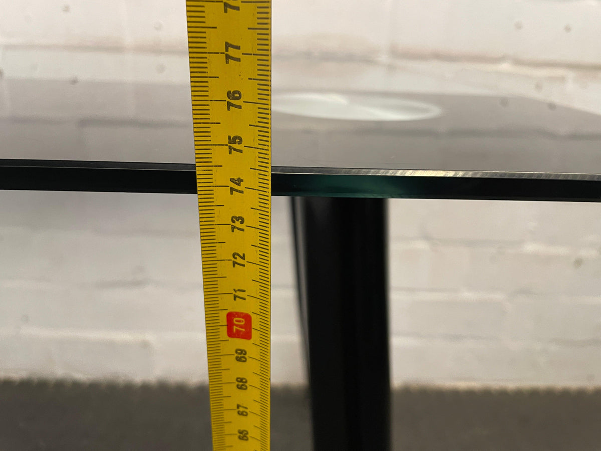 Glass Top Dining Room Table With Black Trim - 2ndhandwarehouse.com