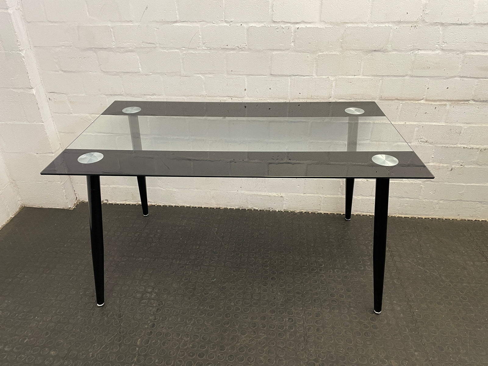 Glass Top Dining Room Table With Black Trim - 2ndhandwarehouse.com