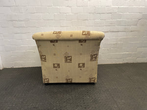 Beige Fabric Flower Print 1 Seater Couch
