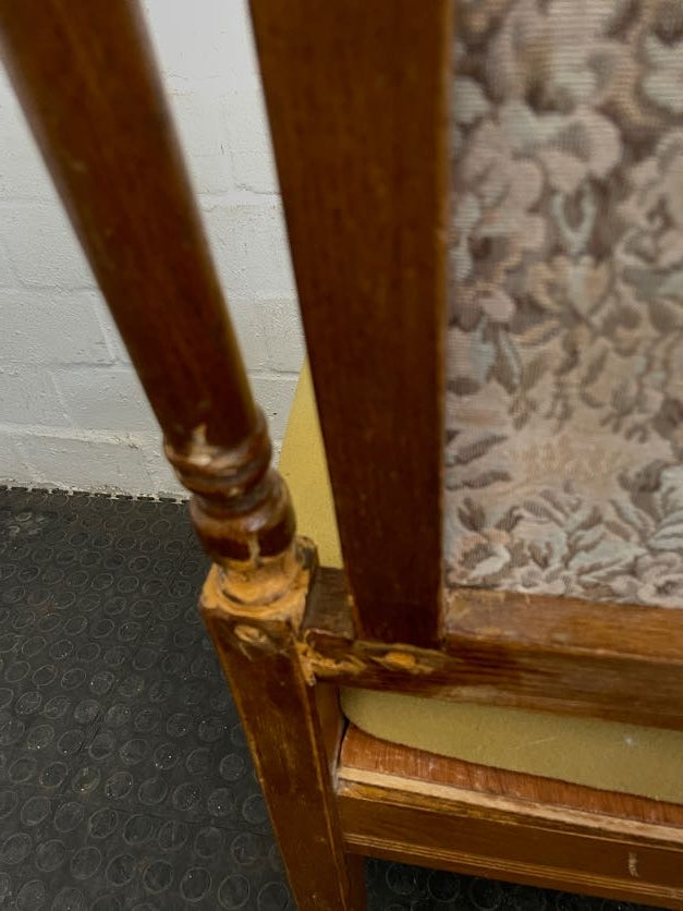 Oak Floral Cushioned Dining Room Chair (No Arm Rests/Foam Replacing