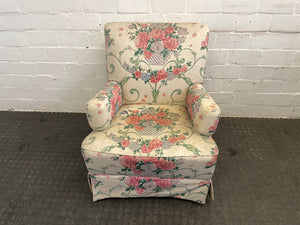 White Floral Print Arm Chair - PRICE DROP