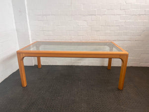 Wooden Glass Top Eight Seater Dining Table