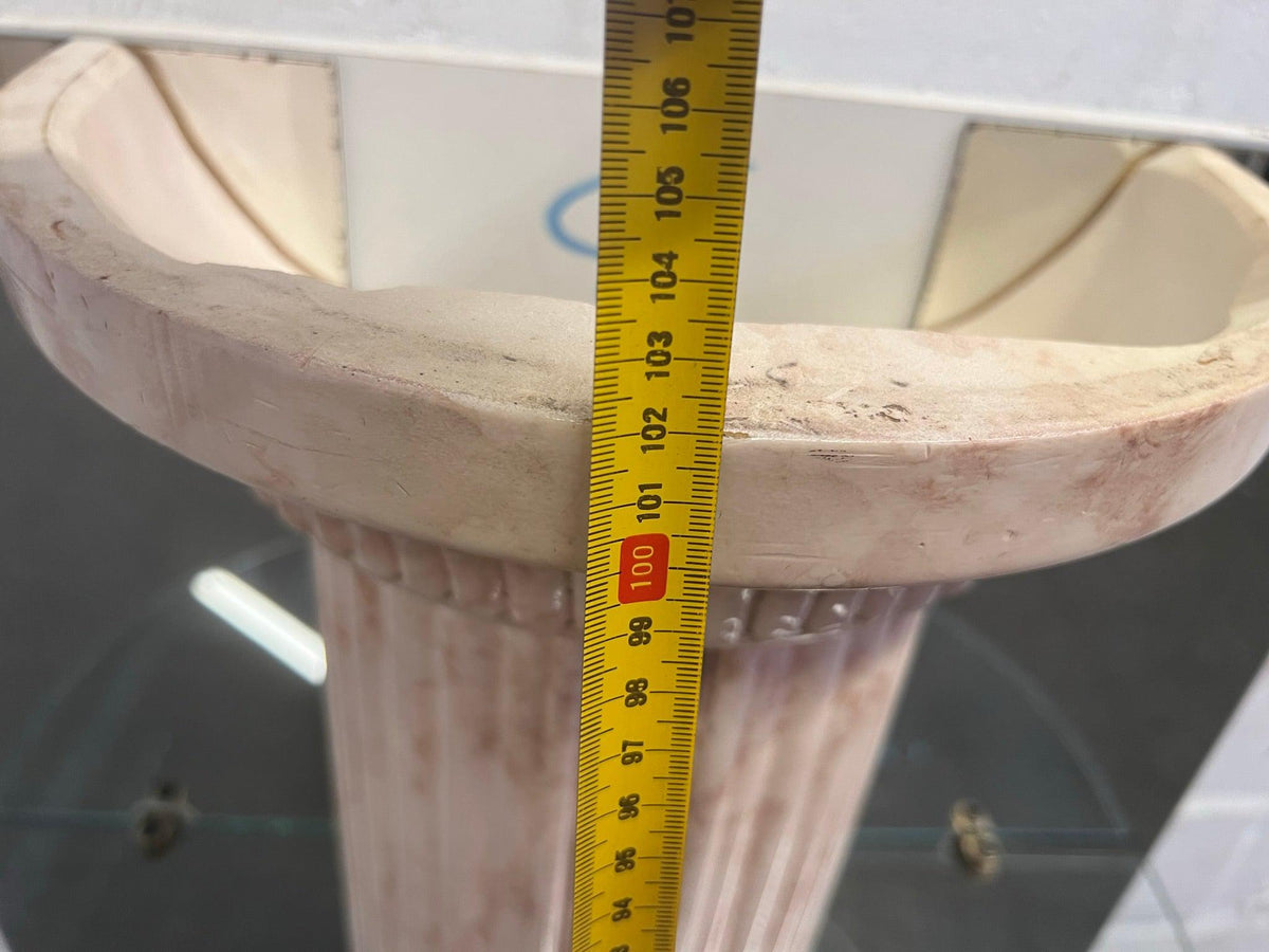 Marble Print Pillar Shelf with Mirror Backing (1m x 0.58m)