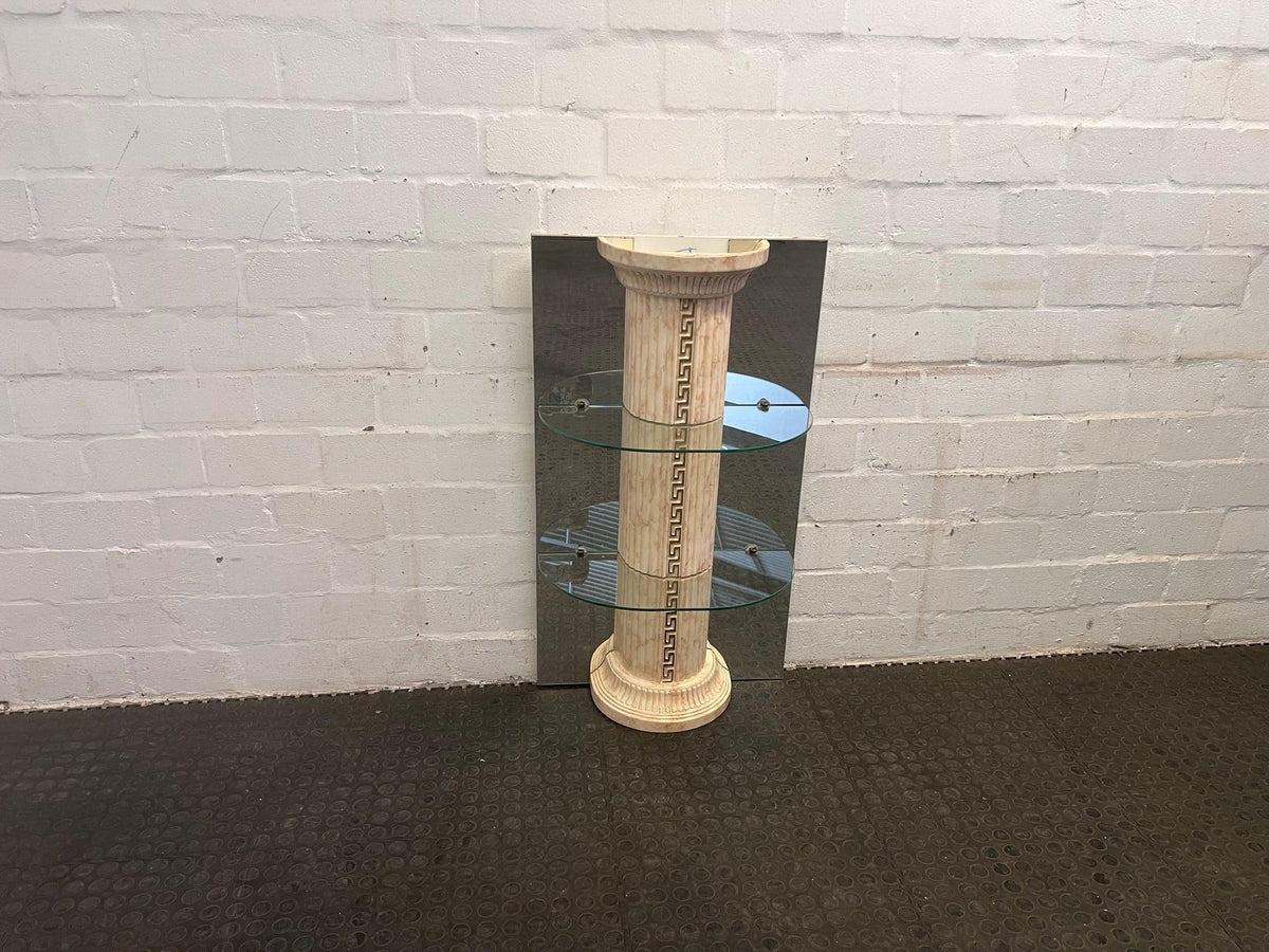 Marble Print Pillar Shelf with Mirror Backing (1m x 0.58m)