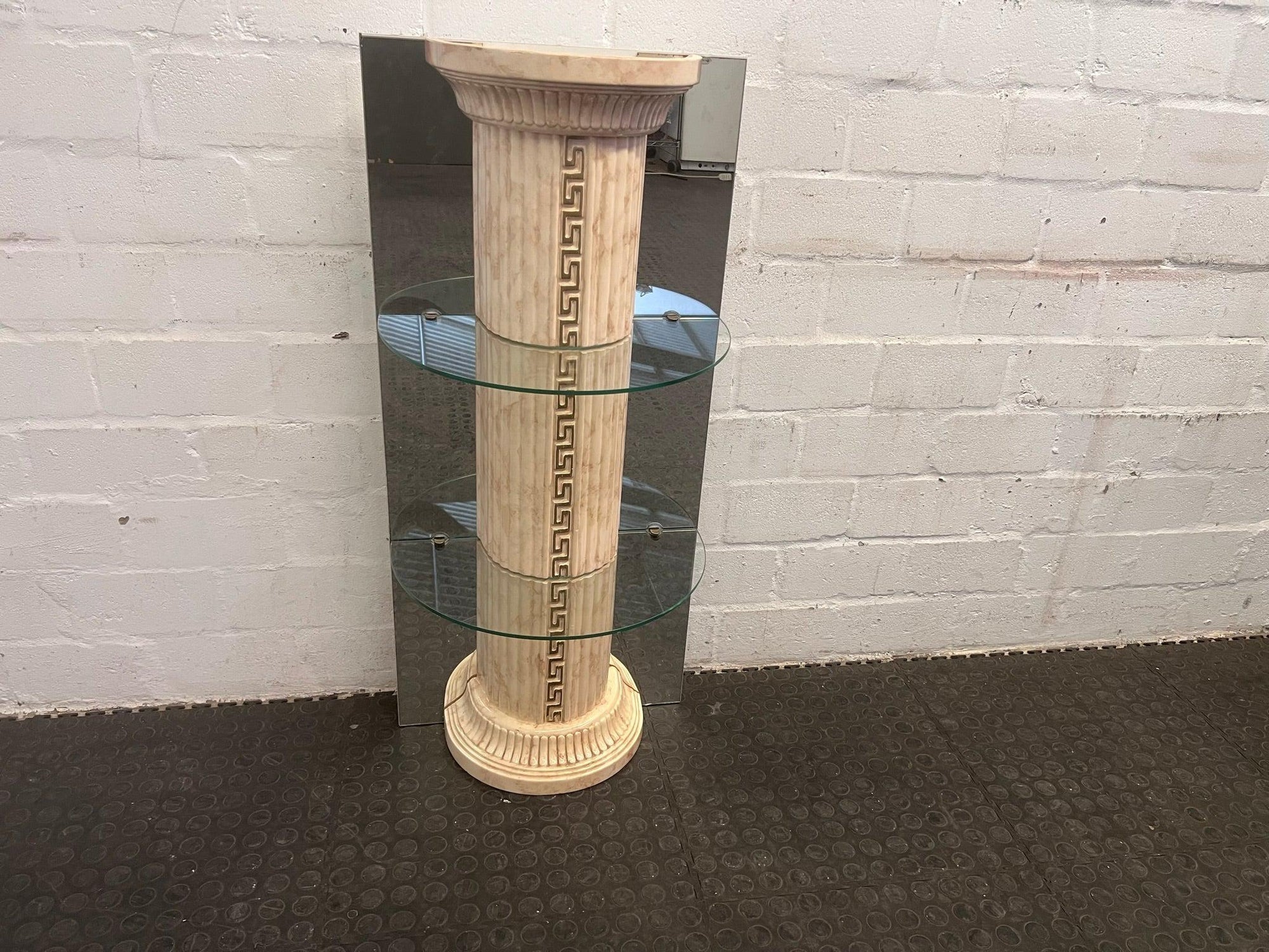 Marble Print Pillar Shelf with Mirror Backing (1m x 0.47m)