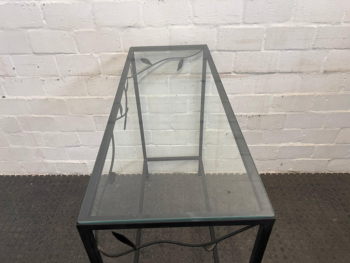 Black Frame Glass Top Table