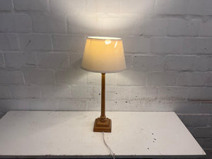 Cream Shade Lamp With Wooden Stand (Damaged Shade and Wire)