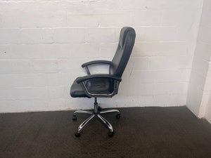 Black Padded Office Armchair on Wheels