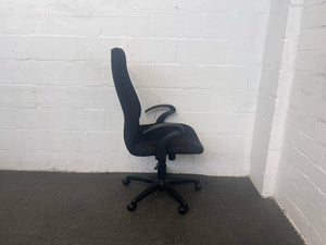 Black Fabric High Back Office Armchair on Wheels