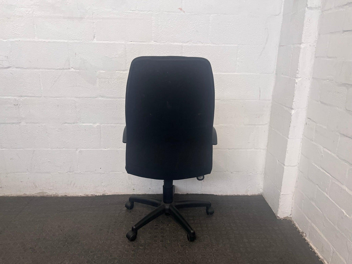 Black Fabric High Back Office Armchair on Wheels