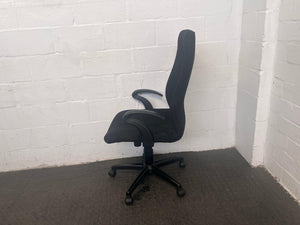 Black Fabric High Back Office Armchair on Wheels