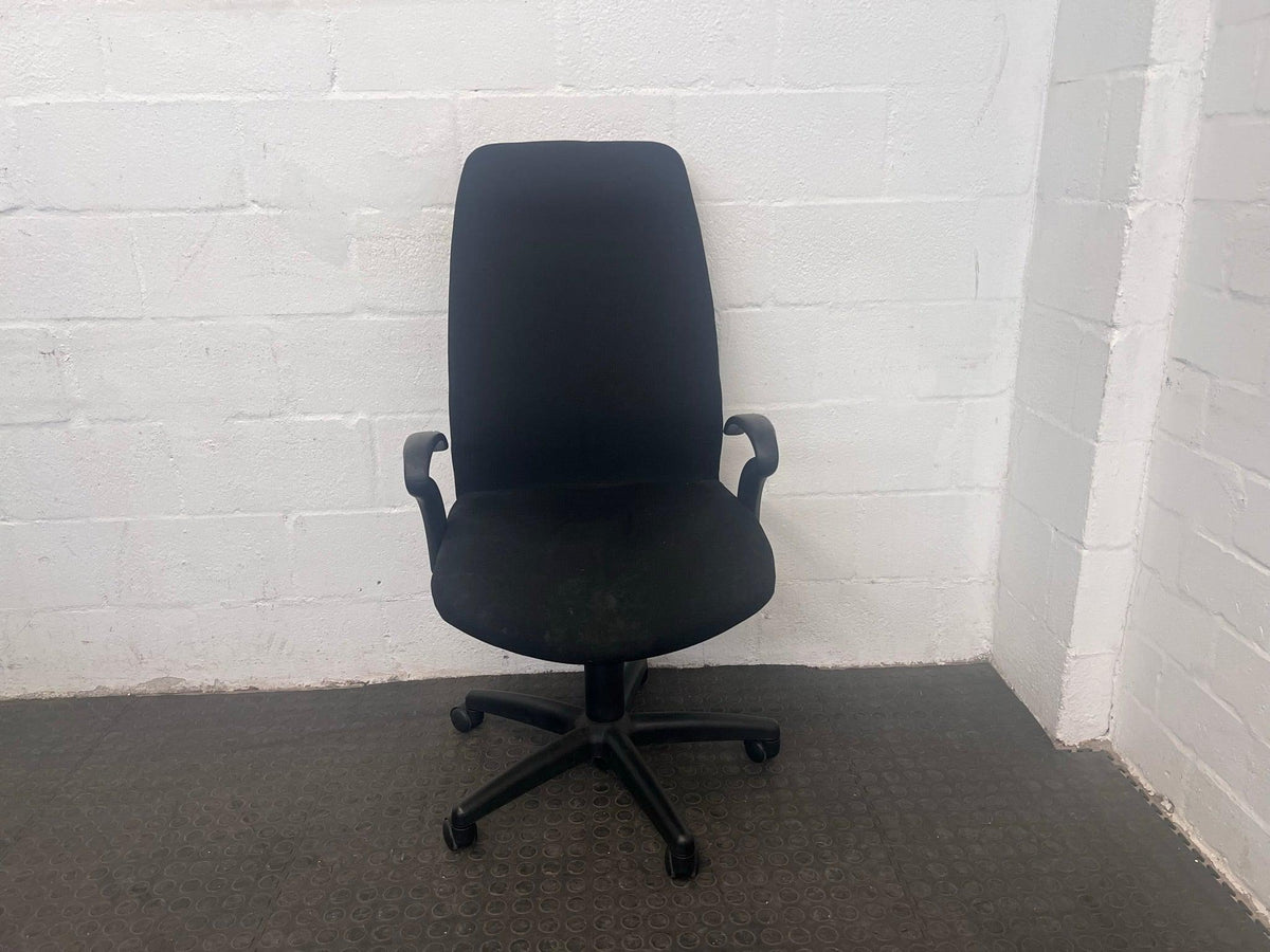Black Fabric High Back Office Armchair on Wheels