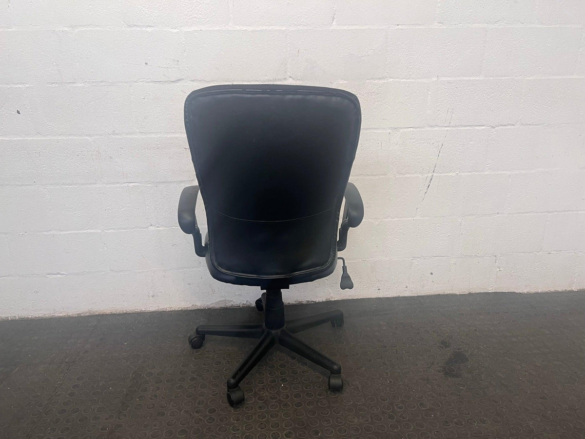 Padded Black Gauze Mesh Office Armchair on Wheels
