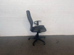 Padded Black Gauze Mesh Office Armchair on Wheels