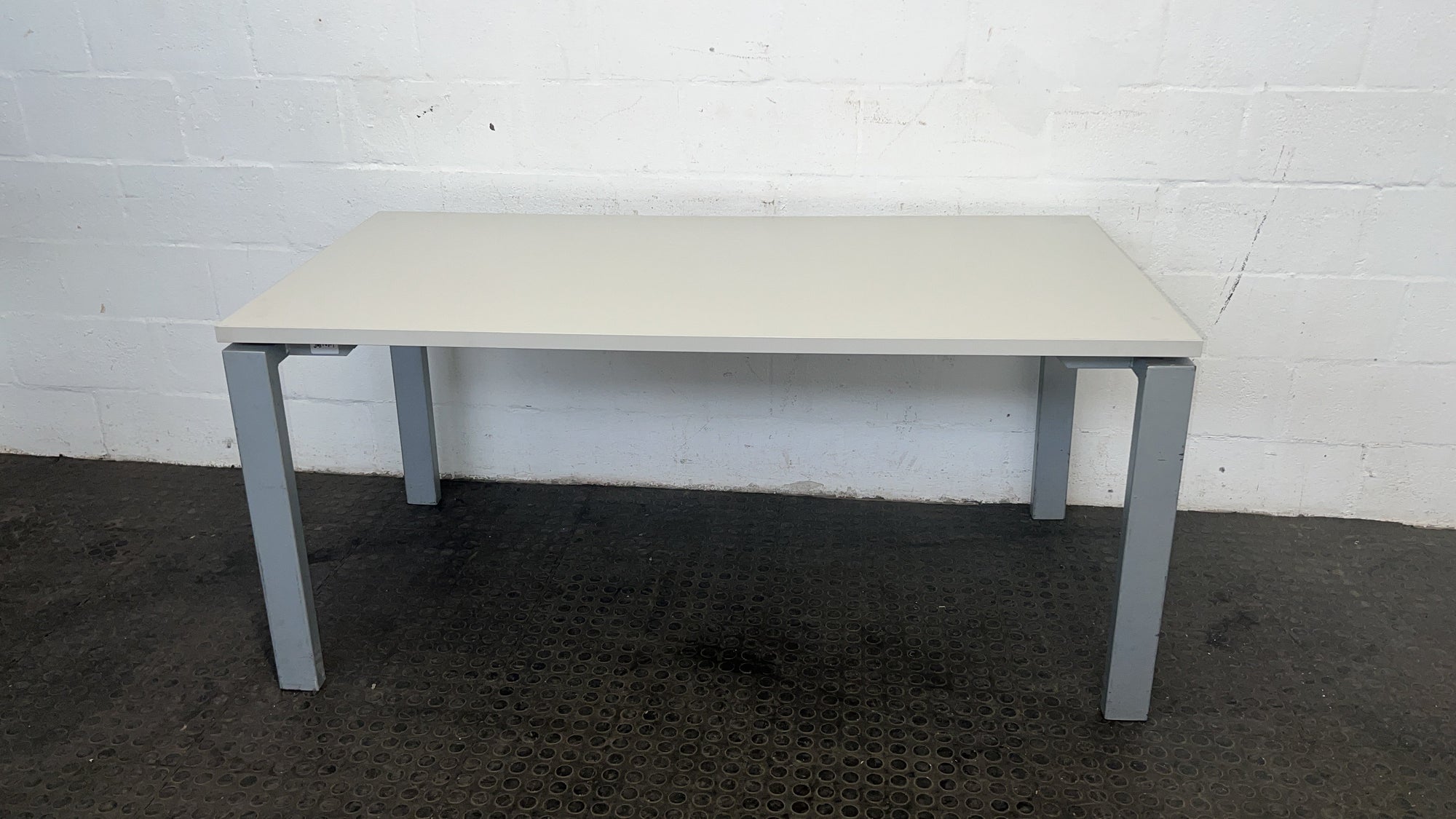 Simple White Office Table with Steel Legs 160cm x 80cm