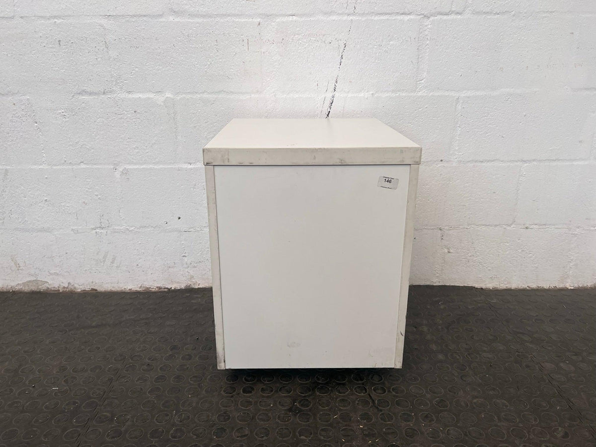 Three Drawer Red and White office Credenza - PRICE DROP - 2ndhandwarehouse.com