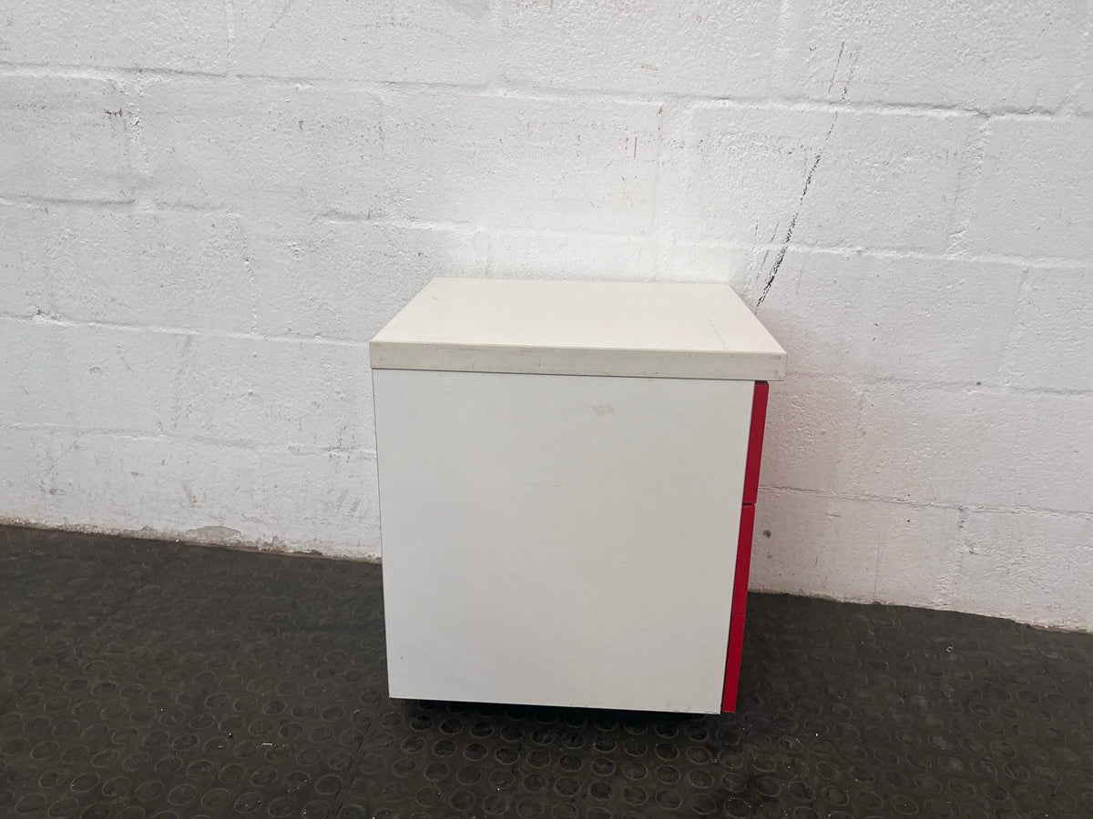 Three Drawer Red and White office Credenza - PRICE DROP - 2ndhandwarehouse.com