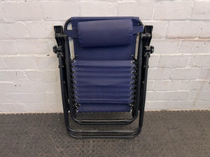 Black Frame Blue Mesh Camping Stretcher Chair